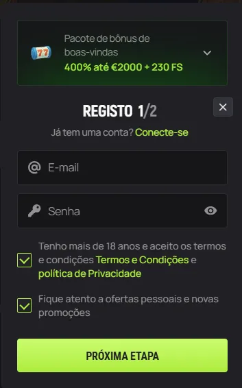 avocasino signup page
